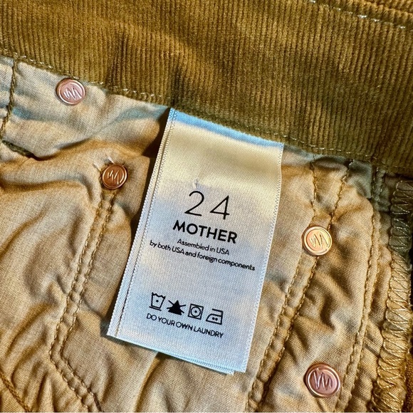 MOTHER Denim ‘High Waisted Looker Ankle Chew’ Corduroy Pant in “Okra” Size 24 - Picture 6 of 16